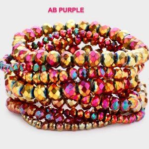 9PCS - Faceted Bead Stretch Bracelets